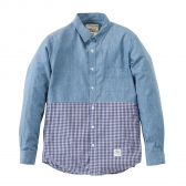 Mr.GENTLEMAN-CHAMBRAY GINGHAM CHECK SHIRTS - PURPLE