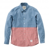 Mr.GENTLEMAN-CHAMBRAY GINGHAM CHECK SHIRTS - RED