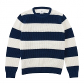 Mr.GENTLEMAN-MESH CREW-NECK SWEATER - navy×white