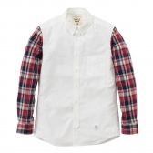 Mr.GENTLEMAN-OXFORD×MADRAS CHECK B.D SHIRTS -WHITE×RED