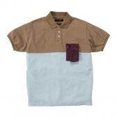 Mr.GENTLEMAN-HABANOS POCKET POLO SHIRTS -BEIGE×L.BLUE