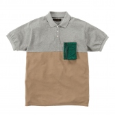Mr.GENTLEMAN-HABANOS POCKET POLO SHIRTS -GREY×BEIGE