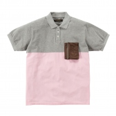 Mr.GENTLEMAN-HABANOS POCKET POLO SHIRTS -GREY×PINK