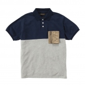 Mr.GENTLEMAN-HABANOS POCKET POLO SHIRTS -NAVY×GREY