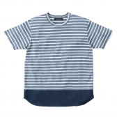Mr.GENTLEMAN-BORDER×DENIM TEE - BLUE