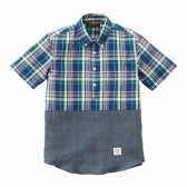 Mr.GENTLEMAN-S:S PULLOVER B.D SHIRTS -BLUE CHECK