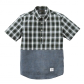 Mr.GENTLEMAN-S:S PULLOVER B.D SHIRTS -GREEN CHECK