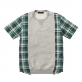 Mr.GENTLEMAN-SWEAT×MADRAS CHECK TEE -GREEN