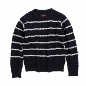 HABANOS-ALAN BORDER KNIT SWEATER - Navy