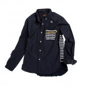 HABANOS-ALAN KNIT BORDER B.D SHIRTS - Navy