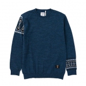 BEDWIN-C-NECK JACQUARD SWEATER 「MACLISE」 - Blue