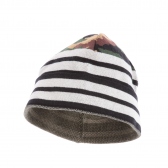 HABANOS-CAMO BORDER KNIT BEANIE - White×Black