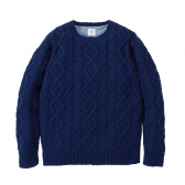 Mr.GENTLEMAN-FISHERMAN CREW NECK SWEATER - Blue