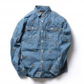 HABANOS-CHAMBRAY CAMO-FLOWER SHIRTS - Used Indigo