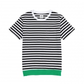 Mr.GENTLEMAN-COLOR RIB BORDER TEE - Black × Green