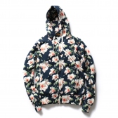 HABANOS-FLOWER PRINT ZIP PARKA - Navy