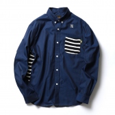 HABANOS-KNIT BORDER OXFORD B.D. SHIRTS - Navy
