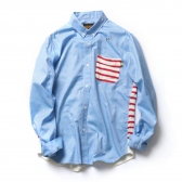 HABANOS-KNIT BORDER OXFORD B.D. SHIRTS - Sax