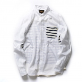 HABANOS-KNIT BORDER OXFORD B.D. SHIRTS - White