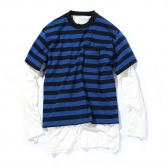 MOUNTAIN RESEARCH-Muslin Shirt (Border) - Blue × Navy × White