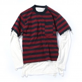 MOUNTAIN RESEARCH-Muslin Shirt (Border) - Wine × Navy × White