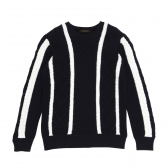 Mr.GENTLEMAN-STRIPE CABLE KNIT SWEATER - Navy × White
