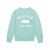 Mr.GENTLEMAN-CHAMPION CREW-NECK SWEAT - MR COLLAGE PRINT - Ice Blue