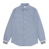 Mr.GENTLEMAN-STRIPE RIB CHAMBRAY L:S SHIRTS - L.Blue