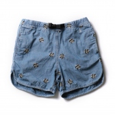 HABANOS-CHAMBRAY CAMO-FLOWER SHORTS - Used Indigo
