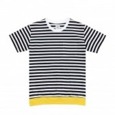 Mr.GENTLEMAN-COLOR RIB BORDER S:S TEE - Black × Yellow