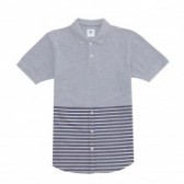 Mr.GENTLEMAN-COMBINATION POLO SHIRTS - Grey × Black stripe