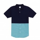 Mr.GENTLEMAN-COMBINATION POLO SHIRTS - Navy × Green stripe