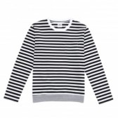 Mr.GENTLEMAN-COLOR RIB BORDER L:S TEE - Black × Grey