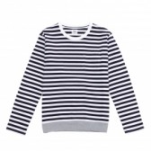 Mr.GENTLEMAN-COLOR RIB BORDER L:S TEE - Navy × Grey