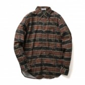 ENGINEERED GARMENTS-19th BD Shirt - Printed Bird on Plaid - Brown