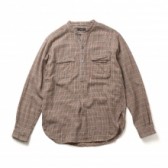 ENGINEERED GARMENTS-Banded Collar Shirt - Houndstooth Plaid - Khaki