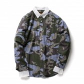 HABANOS-CAMO GINGHAM CLERIC SHIRTS - Navy