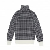 Mr.GENTLEMAN-HOUNDSTOOTH ROLL-NECK KNIT - Black × Ivory