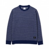 BEDWIN-C-NECK JACQUARD KNIT SWEATER「DANNY」 - Blue