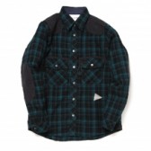 and wander-wool check shirt (M) - Black