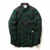 and wander-wool check shirt (M) - Green