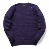 HABANOS-7G WOOL CAMO CREW KNIT - Purple