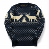 HABANOS-NORDIC WOOL CREW KNIT - Navy