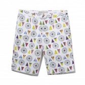 NAISSANCE-ORIGINAL FLAG PRINT SHORTS - White