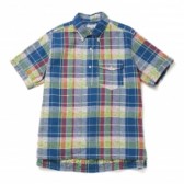 ENGINEERED GARMENTS-Popover Shirt - Print on Plaid - Blue Floral