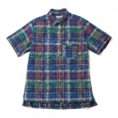 ENGINEERED GARMENTS-Popover Shirt - Print on Plaid - Dk.Navy Paisley