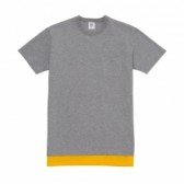 Mr.GENTLEMAN-S:S LAYERED MESH POCKET TEE - Grey × Yellow