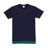 Mr.GENTLEMAN-S:S LAYERED MESH POCKET TEE - Navy × Green