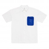 Mr.GENTLEMAN-MESH POCKET MODERN S:S SHIRTS - White × Blue
