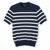 Stevenson Overall Co.-Short Sleeve Border Knit - BK - Navy